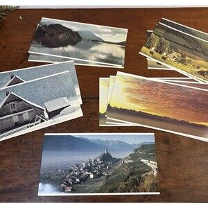 Lot Of 16 Vintage Switzerland Postcards Swissair Landscapes 5 Designs 5x10
